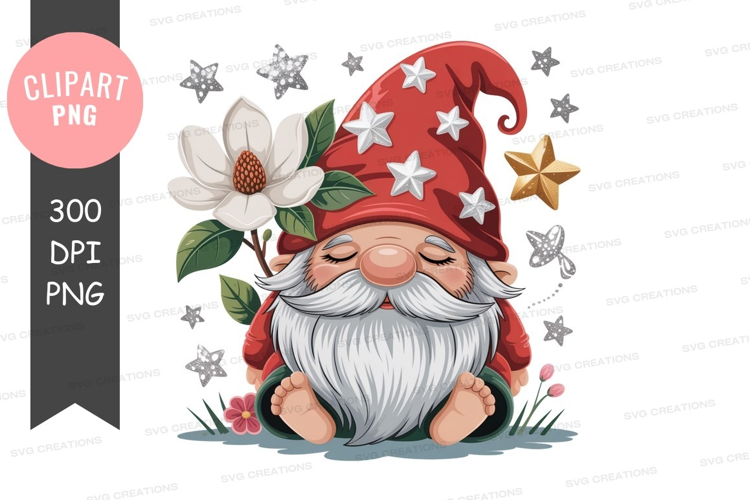Sleeping gnome with flower and stars image