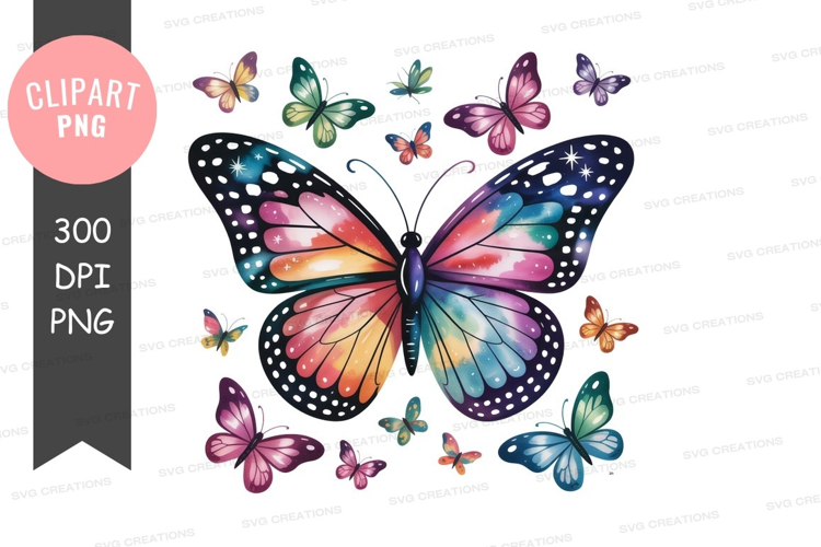 Colorful watercolor butterflies flying butterfly insect