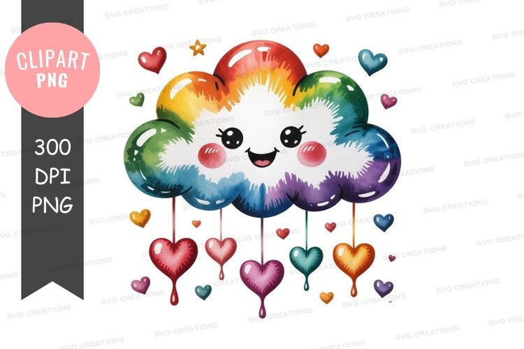 Rainbow heart paint splash colorful example image 1