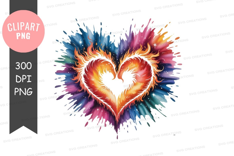Fiery Heart Burst fire flames