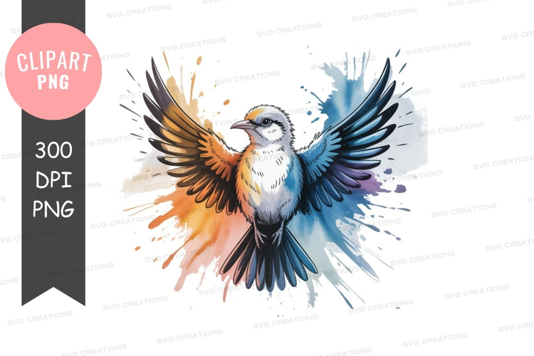 Bird wings spread watercolor splashes image