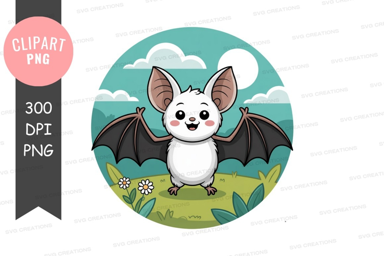 Cute white bat flying night image