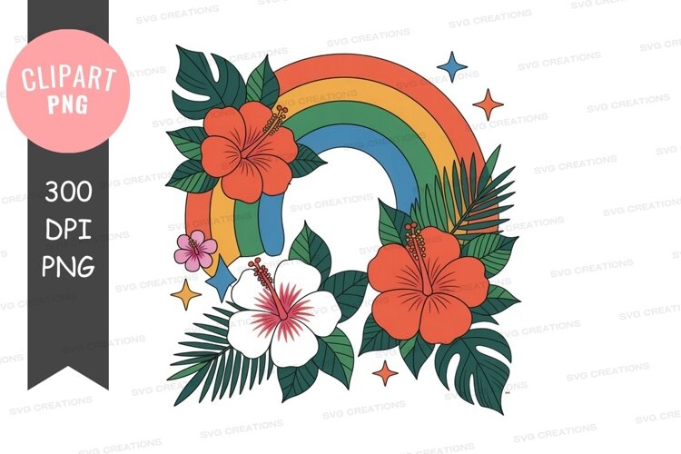 Rainbow hibiscus tropical foliage flowers example image 1