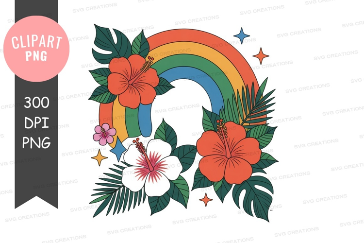 Rainbow hibiscus tropical foliage flowers