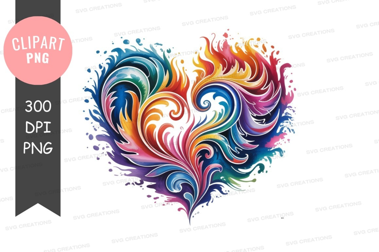 Colorful heart swirls abstract artistic