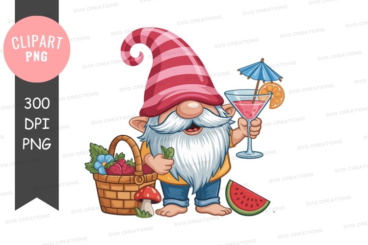Summer gnome with cocktail