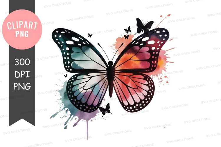 Vibrant watercolor butterfly splash art