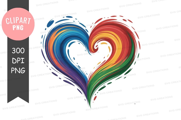 Colorful paint swirl heart clipart
