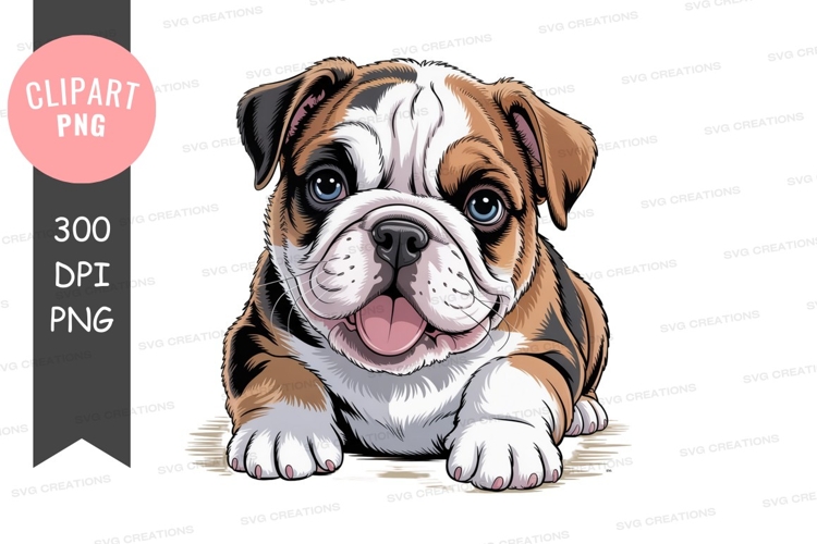 Smiling bulldog puppy clipart illustration