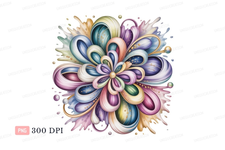 Swirling Colorful Abstract Flower Splash bloom blue