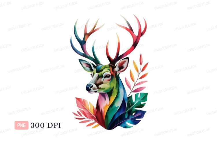 Colorful deer with vibrant foliage animal wildlife