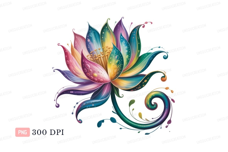 Colorful fantasy flower with swirling stem petals
