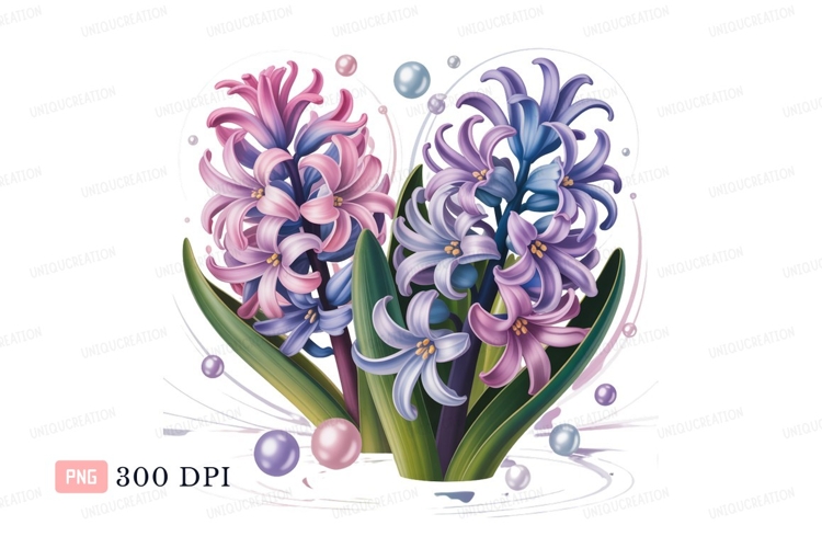 Pink blue hyacinths pearls flower floral