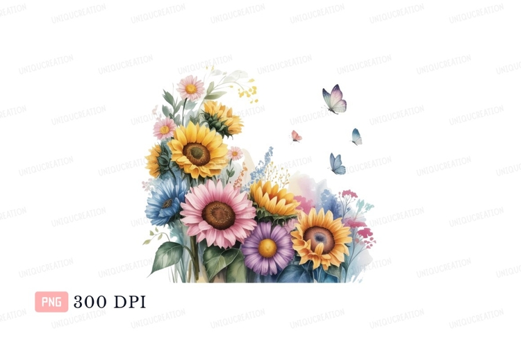 Sunflower bouquet with butterflies sunflowers pink