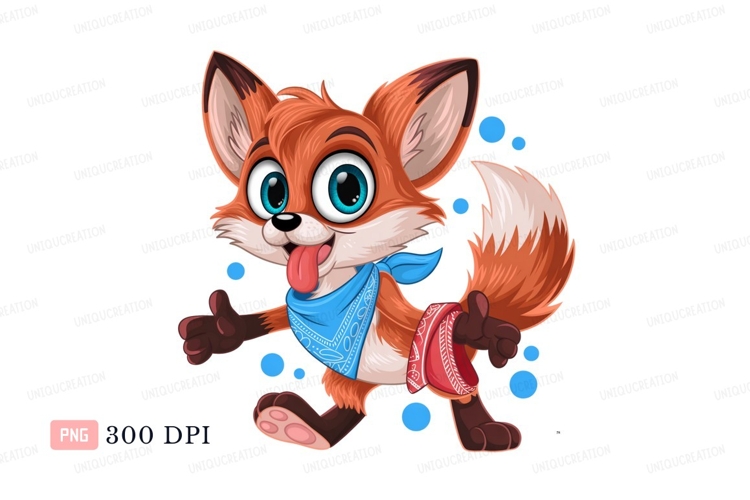 Orange fox with blue bandana and red shorts image