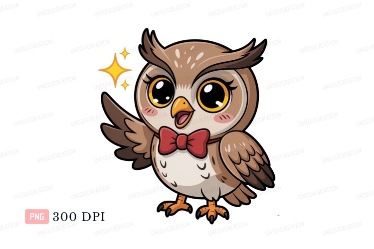 Cute owl with bow tie cartoon