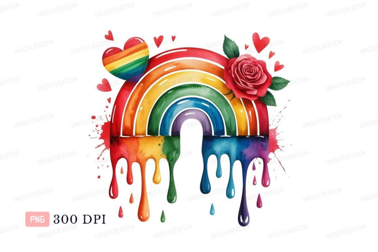 Dripping rainbow heart rose hearts image