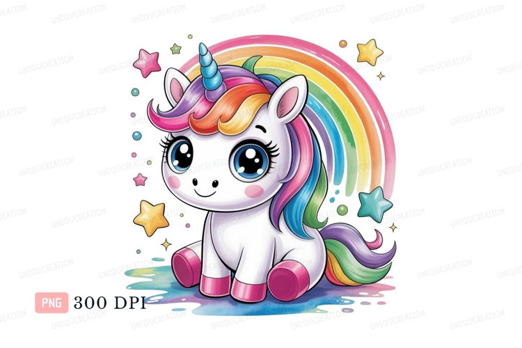 Cute unicorn rainbow stars fantasy