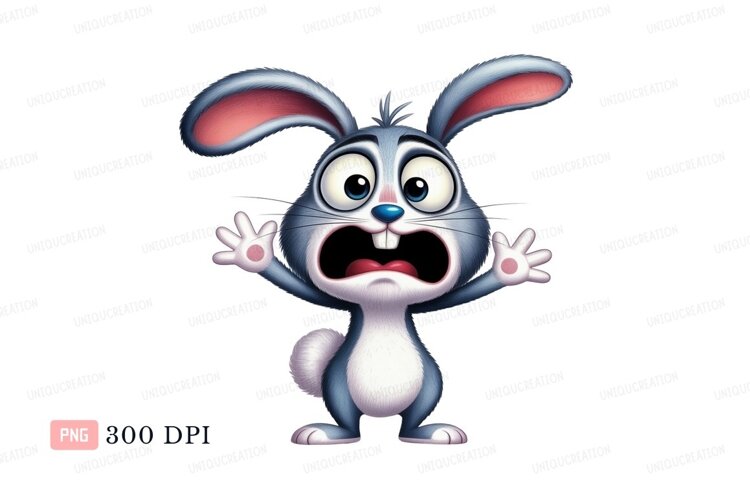 Stunned Rabbit Scared blue bunny cartoon rabbit surprised