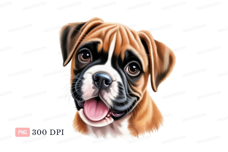Adorable boxer puppy face canine animal