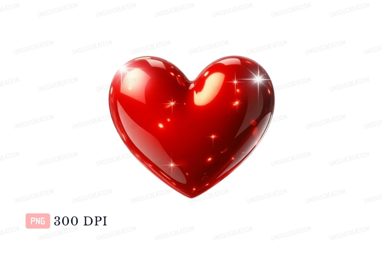 Shiny red heart with sparkles glossy love