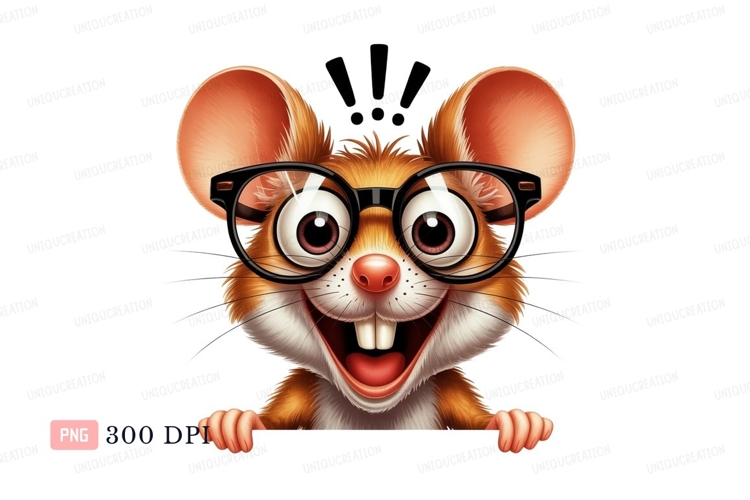 Cheerful rodent wearing glasses orange white