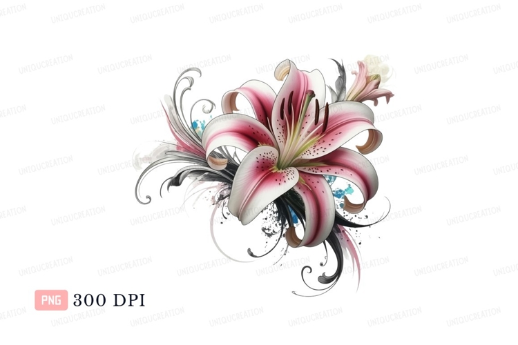 Pink white lily floral design flower