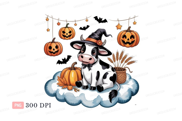 Halloween cow witch pumpkin harvest image