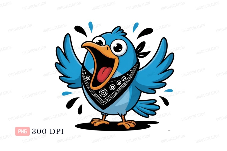 Blue bird excited expression bandana image