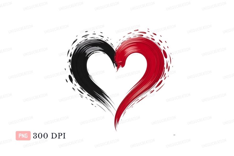 Red black heart brush strokes image