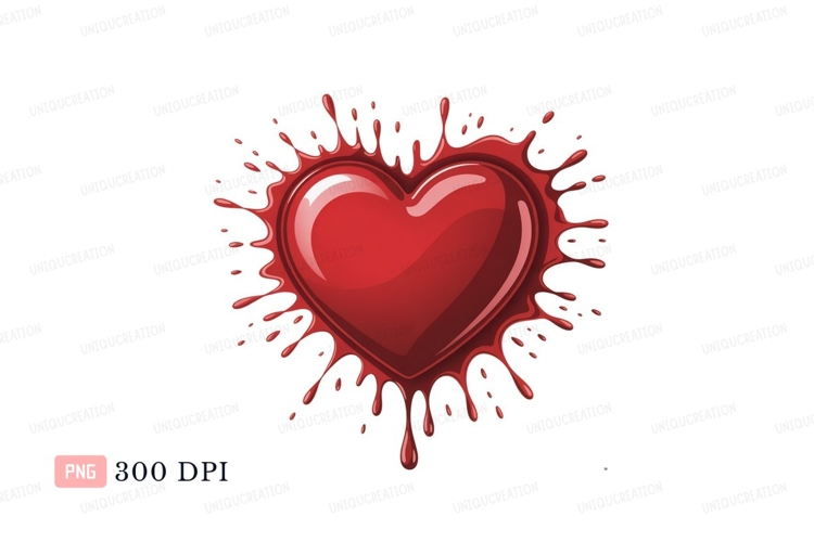 Red heart liquid splash love