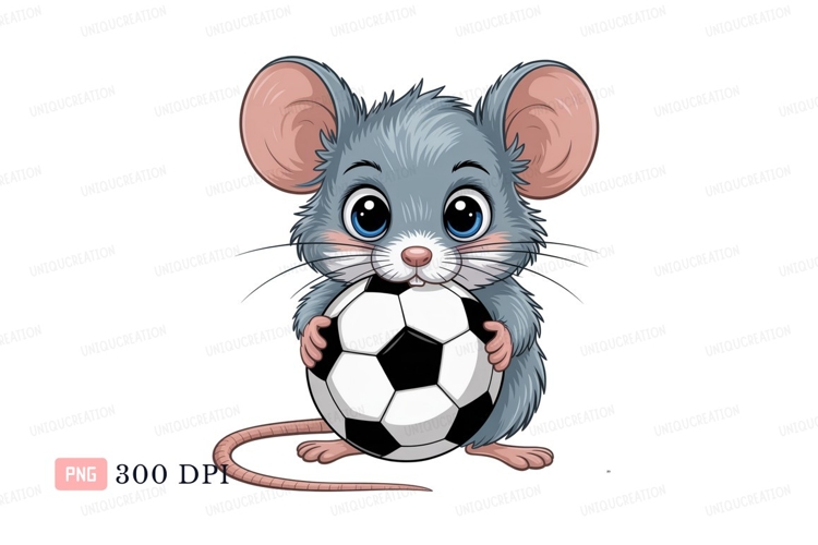 Cute mouse holding soccer ball rodent animal