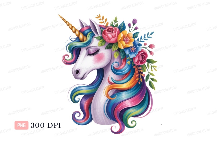Unicorn floral mane rainbow hair horse fantasy