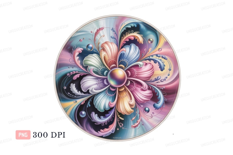 Ornate floral mandala pastel iridescent