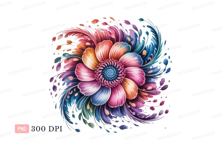 Vibrant floral explosion colorful petals flower abstract