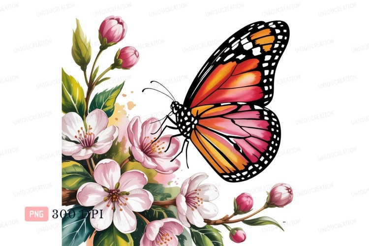 Monarch butterfly on pink blossoms insect wings