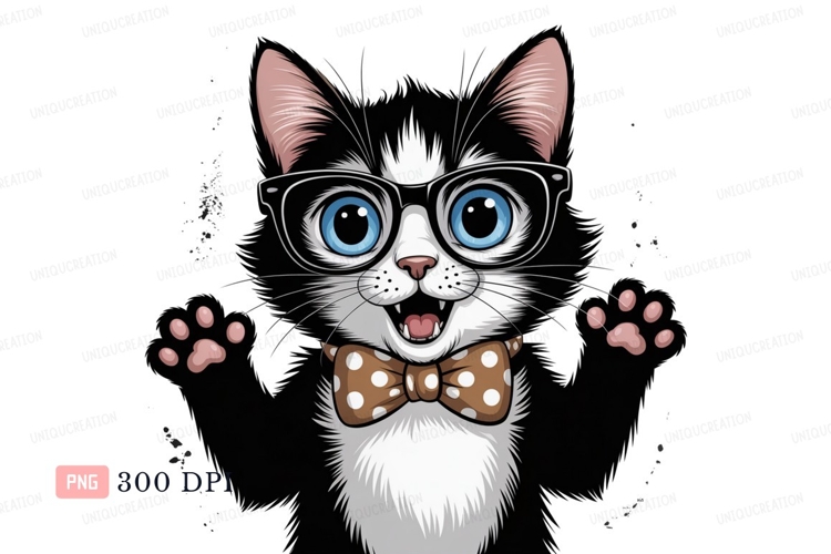 Cat Clipart Black And White Image 8