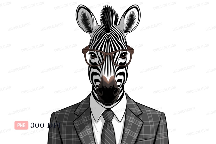 Zebra wearing glasses and suit animal