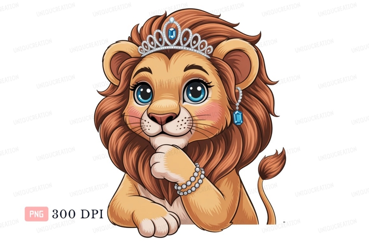 Royal lioness with tiara and jewelry regal crown