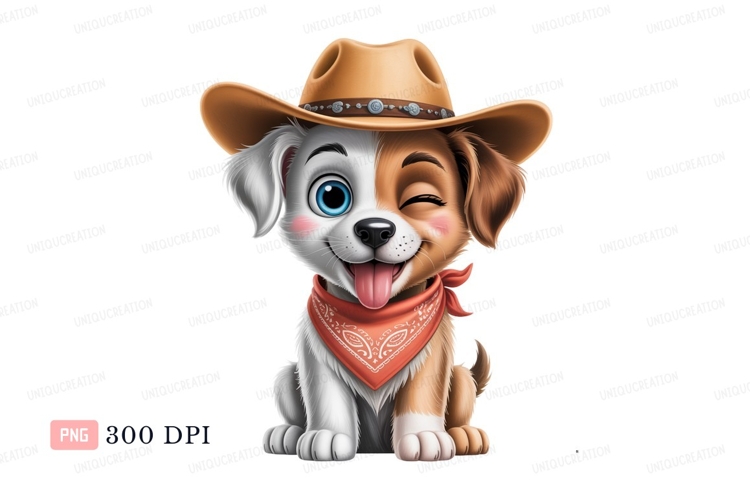 Winking puppy cowboy with bandana image