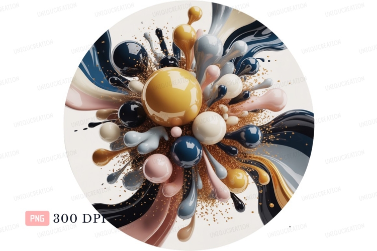 Colorful abstract fluid shapes and spheres image