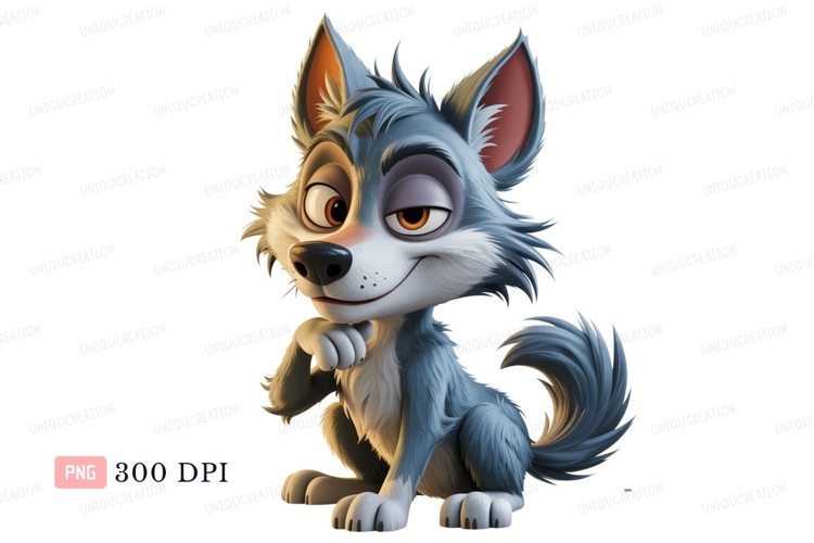 Sly cartoon wolf animal canine