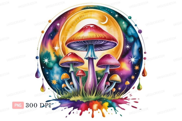 Psychedelic mushrooms moon galaxy stars example image 1