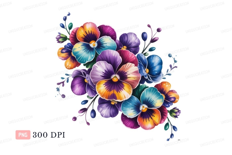 Colorful pansy floral arrangement bouquet petals