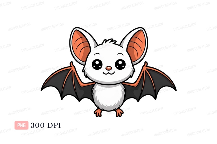 Bat Clipart Black and White Image 3