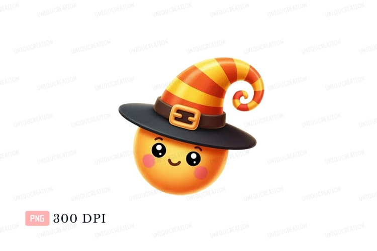 Cute pumpkin wearing witch hat halloween orange