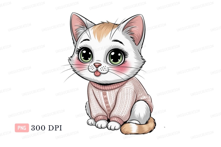 Cute kitten wearing pink sweater image