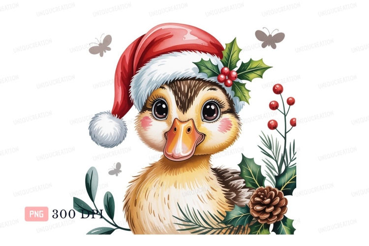Christmas duckling festive holiday holly berries