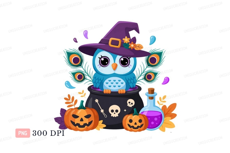 Cute owl witch potion pumpkins image