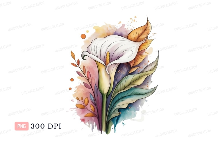 White Calla Lily With Autumn Leaves image